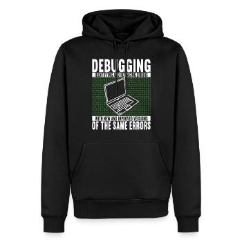 Programmeur Informaticien - Sweat à capuche Premium bio Homme - noir - Devant - Nico (187cm)