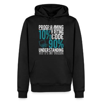Programmeur Informaticien - Sweat à capuche Premium bio Homme - noir - Devant - Nico (187cm)