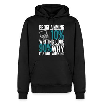 Programmeur Informaticien - Sweat à capuche Premium bio Homme - noir - Devant - Nico (187cm)