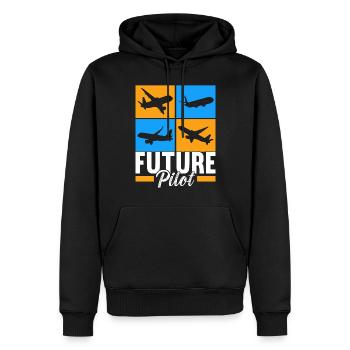 Pilot Flugzeug - Männer Premium Bio Hoodie - Schwarz - Vorne - Nico (187cm)