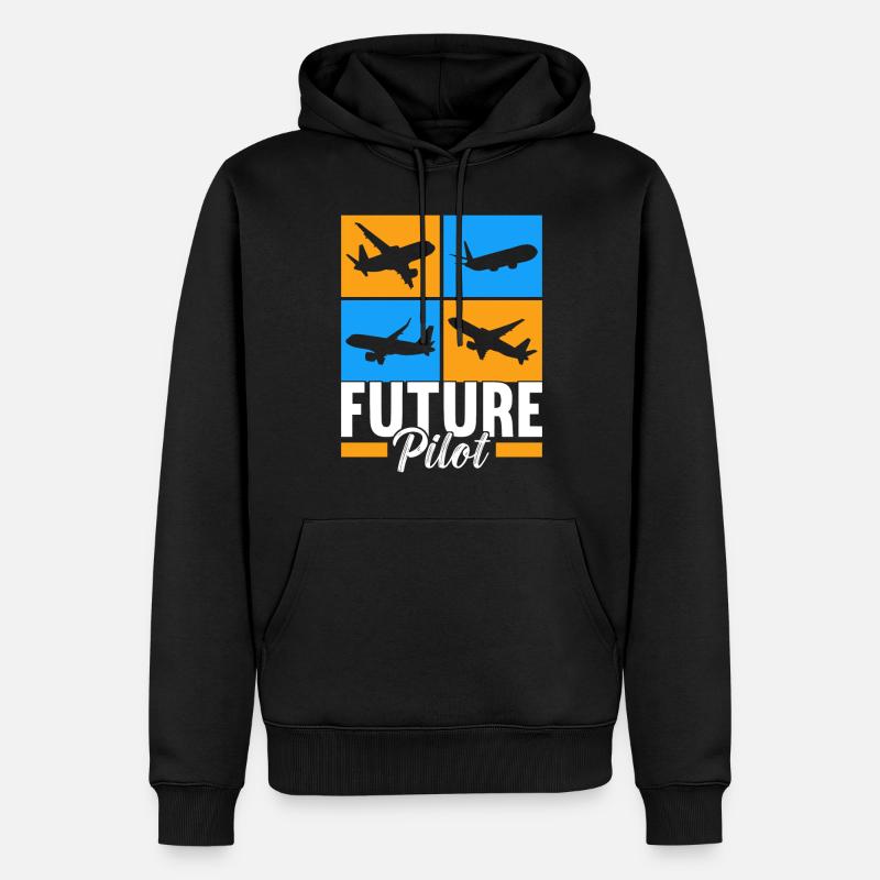 Pilot Flugzeug - Männer Premium Bio Hoodie - Schwarz