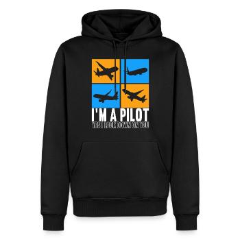 Pilot Flugzeug - Männer Premium Bio Hoodie - Schwarz - Vorne - Nico (187cm)