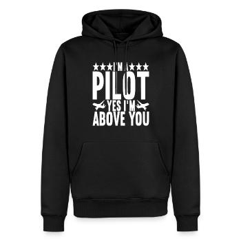 Pilot Flugzeug - Männer Premium Bio Hoodie - Schwarz - Vorne - Nico (187cm)