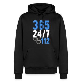 Policier - Sweat à capuche Premium bio Homme - noir - Devant - Nico (187cm)
