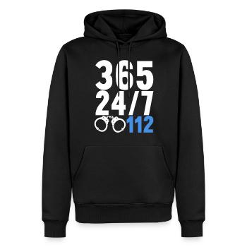 Policier - Sweat à capuche Premium bio Homme - noir - Devant - Nico (187cm)