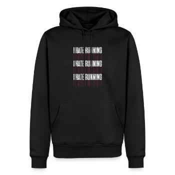 Running Runner Jogging Jogging Runner Cadeau - Sweat à capuche Premium bio Homme - noir - Devant - Nico (187cm)