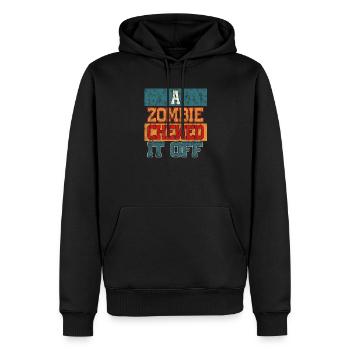 Ein Zombie kaute es ab Künstliches Bein Block - Männer Premium Bio Hoodie - Schwarz - Vorne - Nico (187cm)