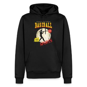 Baseball Baseballspieler USA Sport Vintage Retro - Männer Premium Bio Hoodie - Schwarz - Vorne - Nico (187cm)