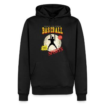 Baseball Baseballspieler USA Sport Vintage Retro - Männer Premium Bio Hoodie - Schwarz - Vorne - Nico (187cm)