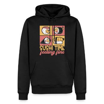 Sushi Kawaii - Sweat à capuche Premium bio Homme - noir - Devant - Nico (187cm)