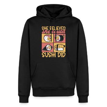 Sushi Kawaii - Sweat à capuche Premium bio Homme - noir - Devant - Nico (187cm)