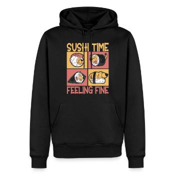 Sushi Kawaii - Sweat à capuche Premium bio Homme - noir - Devant - Nico (187cm)