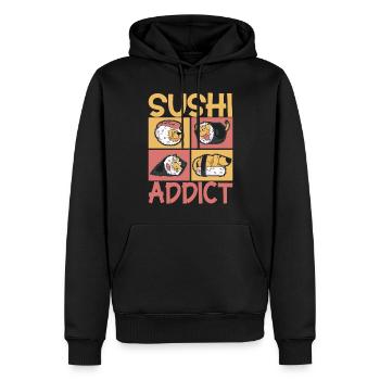 Sushi Kawaii - Sweat à capuche Premium bio Homme - noir - Devant - Nico (187cm)
