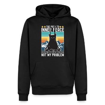Yoga Meditation Cat - Men’s Premium Organic Hoodie - black - Front - Nico (187cm)