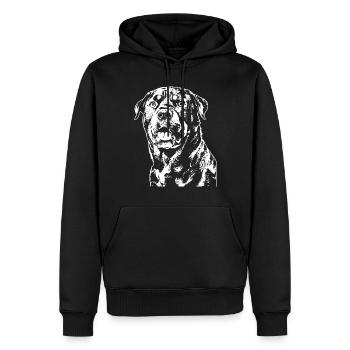 Un Rottweiler dans le style de conception de logo typique. - Sweat à capuche Premium bio Homme - noir - Devant - Nico (187cm)