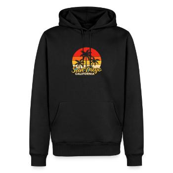 San Diego - Männer Premium Bio Hoodie - Schwarz - Vorne - Nico (187cm)