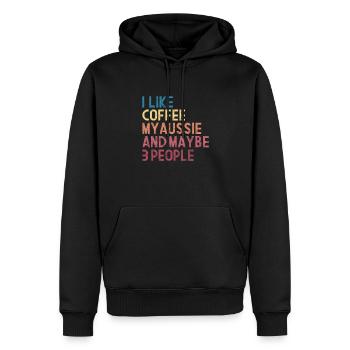 Kaffee Aussie - Männer Premium Bio Hoodie - Schwarz - Vorne - Nico (187cm)