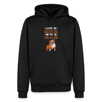 Bouledogue anglais Cadeau de chien bouledogue anglais - Sweat à capuche Premium bio Homme - noir - Devant - Nico (187cm)