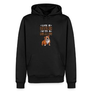 English Bulldog - Männer Premium Bio Hoodie - Schwarz - Vorne - Nico (187cm)