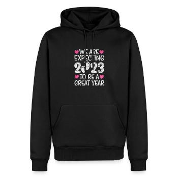 Schwangerschaft - Männer Premium Bio Hoodie - Schwarz - Vorne - Nico (187cm)