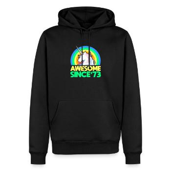1973 - Men’s Premium Organic Hoodie - black - Front - Nico (187cm)
