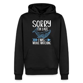 Observateurs de baleines - Sweat à capuche Premium bio Homme - noir - Devant - Nico (187cm)