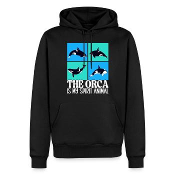 Orques d’observation des baleines - Sweat à capuche Premium bio Homme - noir - Devant - Nico (187cm)
