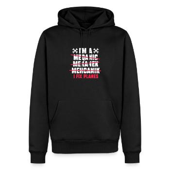 Mécanicien d’aéronefs - Sweat à capuche Premium bio Homme - noir - Devant - Nico (187cm)