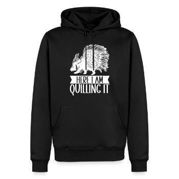 Porc-épic mignon - Sweat à capuche Premium bio Homme - noir - Devant - Nico (187cm)
