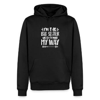 Grande sœur - Sweat à capuche Premium bio Homme - noir - Devant - Nico (187cm)