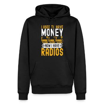 Radio amateur Opérateur radio amateur - Sweat à capuche Premium bio Homme - noir - Devant - Nico (187cm)