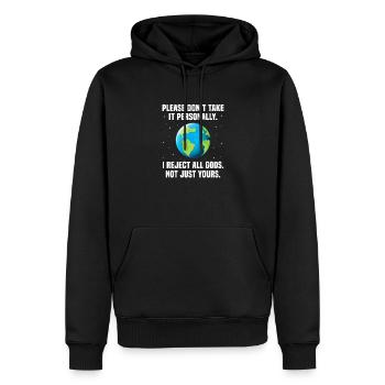 Atheist - Männer Premium Bio Hoodie - Schwarz - Vorne - Nico (187cm)