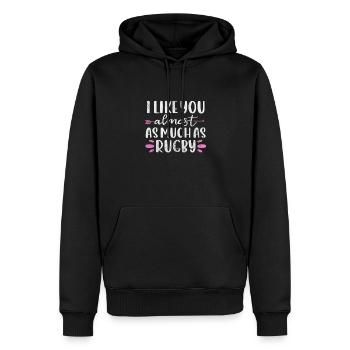 Rugby Verein Rugbyteam Football Sport Geschenk - Männer Premium Bio Hoodie - Schwarz - Vorne - Nico (187cm)