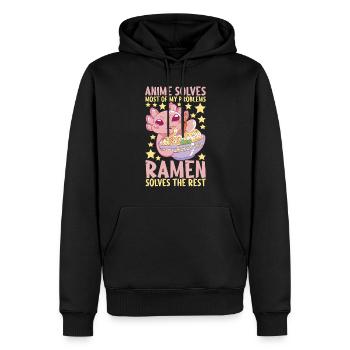 Anime Ramen Axolotl - Männer Premium Bio Hoodie - Schwarz - Vorne - Nico (187cm)