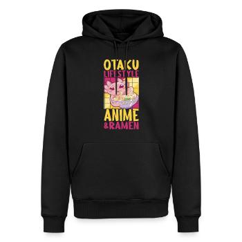 Anime Ramen Axolotl - Männer Premium Bio Hoodie - Schwarz - Vorne - Nico (187cm)
