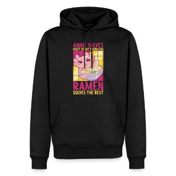 Anime Ramen Axolotl - Männer Premium Bio Hoodie - Schwarz - Vorne - Nico (187cm)