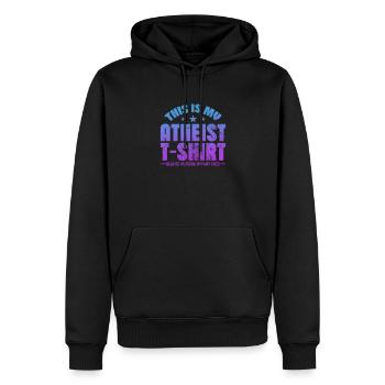Athéisme athée Anti Religion Dieu Don - Sweat à capuche Premium bio Homme - noir - Devant - Nico (187cm)