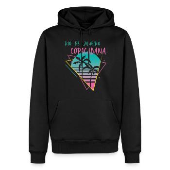 Copacabana Palm Rio-Holiday-Beach-Ocean-Surfing - Men’s Premium Organic Hoodie - black - Front - Nico (187cm)