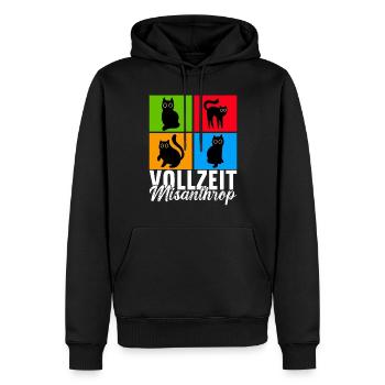 Katzen Misanthrop Sarkasmus - Männer Premium Bio Hoodie - Schwarz - Vorne - Nico (187cm)