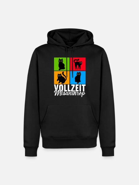 Katzen Misanthrop Sarkasmus - Männer Premium Bio Hoodie - Schwarz