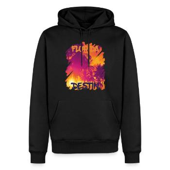 Destin Florida Palmen-Strand-Ozean-Surfen - Männer Premium Bio Hoodie - Schwarz - Vorne - Nico (187cm)