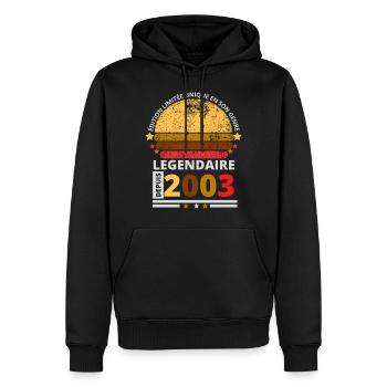 Légendaire depuis 2003 - Sweat à capuche Premium bio Homme - noir - Devant - Nico (187cm)