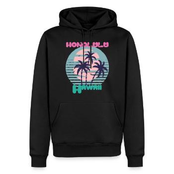 Palm Hawaii Honolulu Vacances Plage Océan - Sweat à capuche Premium bio Homme - noir - Devant - Nico (187cm)