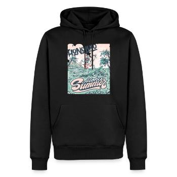 Honolulu Surfing Hawaii Holiday Palm Beach Ocean - Men’s Premium Organic Hoodie - black - Front - Nico (187cm)