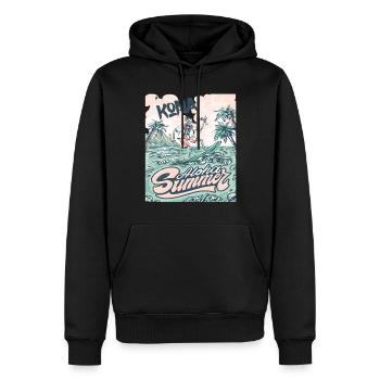 Kona Surfing Hawaii Urlaub Palme Strand Ozean - Männer Premium Bio Hoodie - Schwarz - Vorne - Nico (187cm)