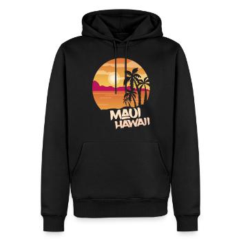 Maui Hawaï Palmiers Plage Vacances Océan Surf - Sweat à capuche Premium bio Homme - noir - Devant - Nico (187cm)