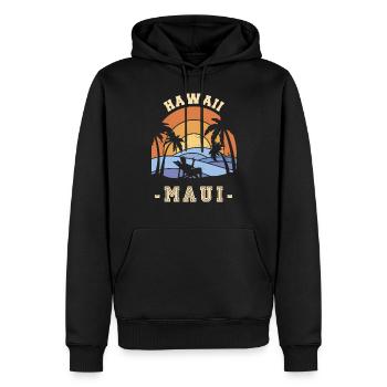 Maui Palms Hawaï Vacances Plage Océan - Sweat à capuche Premium bio Homme - noir - Devant - Nico (187cm)