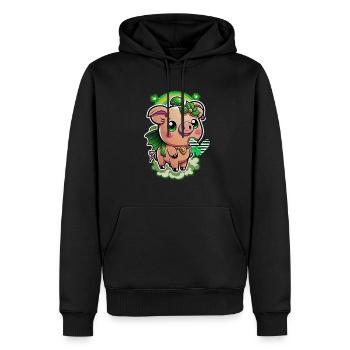 Tenue st Patrick Cochon mignon trèfle kawaii - Sweat à capuche Premium bio Homme - noir - Devant - Nico (187cm)