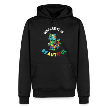 Soutien sensibilisation à l'autisme chat coloré - Sweat à capuche Premium bio Homme - noir - Devant - Nico (187cm)