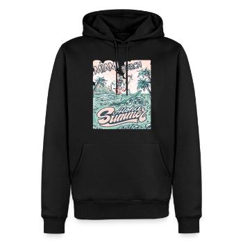 Miami Beach Vacances Floride Palmiers Plage Surf - Sweat à capuche Premium bio Homme - noir - Devant - Nico (187cm)